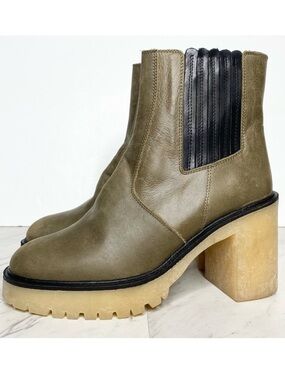 Free People James Deep Khaki Chelsea Heeled Boot 39.5 9.5